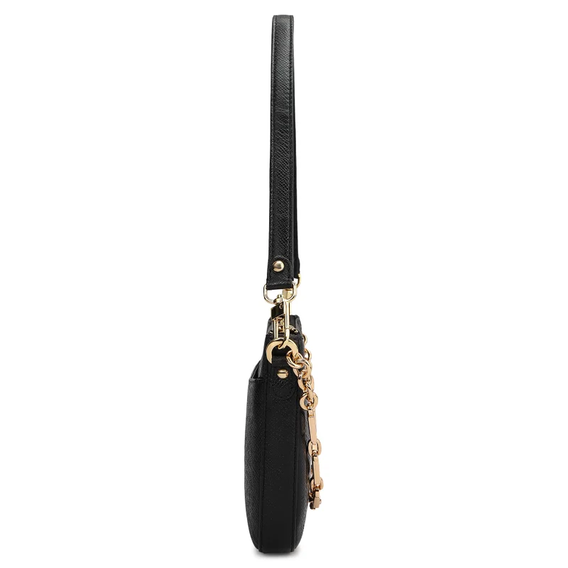 Da Milano Black Small Franzy Leather Baguette - Black for Women | Best Price UAE